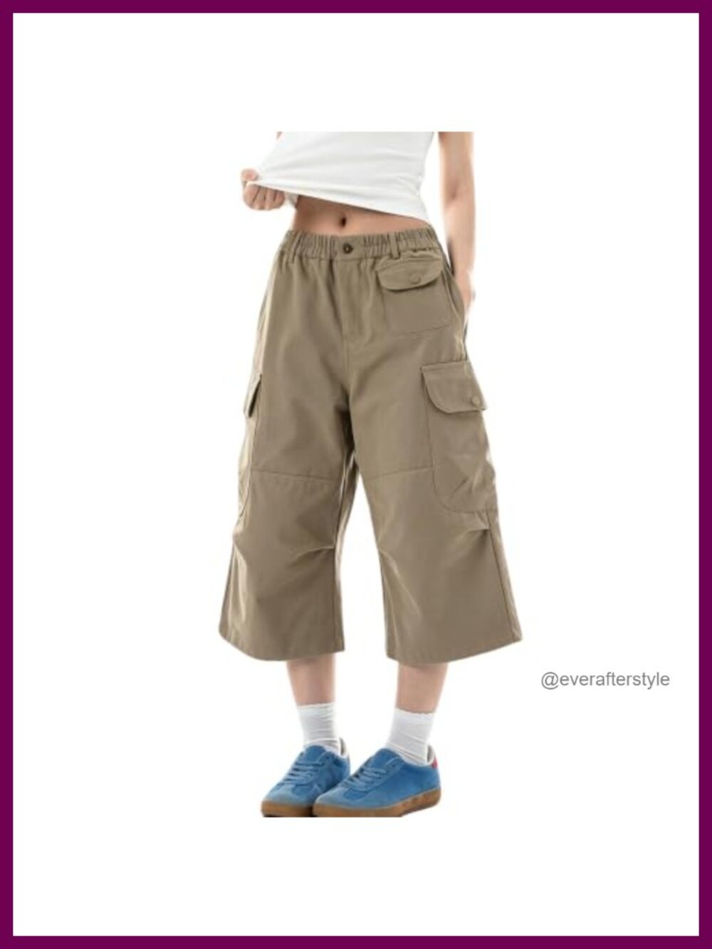 Cotton Cargo Capri Pants Women Baggy Streetwear Hiking Cropped